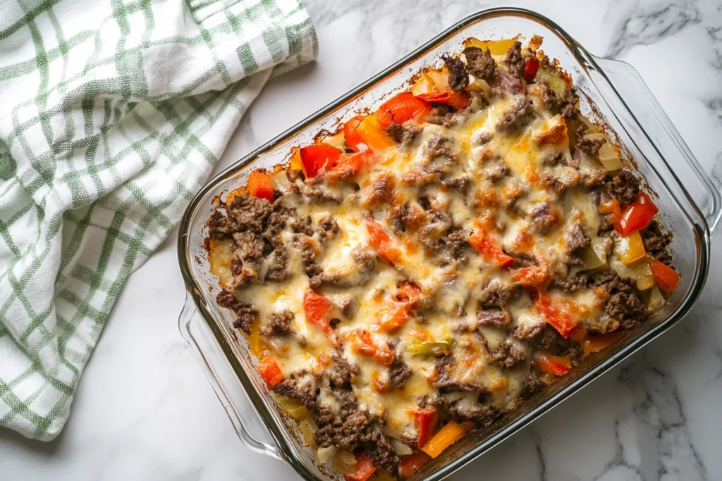 Cheesy Low Carb Philly Cheesesteak Casserole