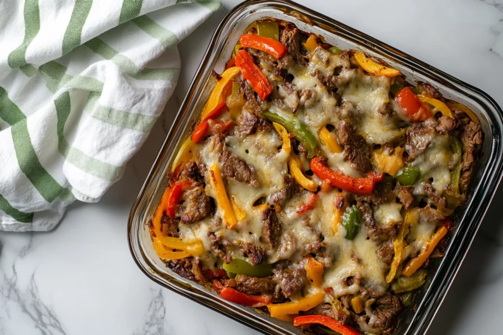 Cheesy Low Carb Philly Cheesesteak Casserole