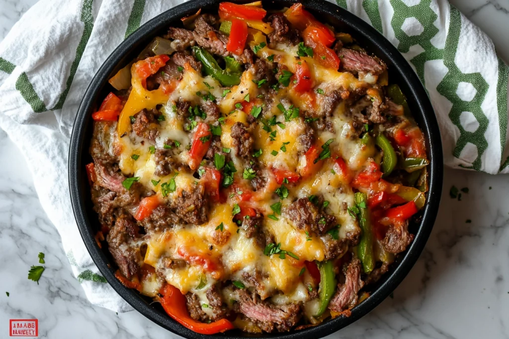 Cheesy Low Carb Philly Cheesesteak Casserole