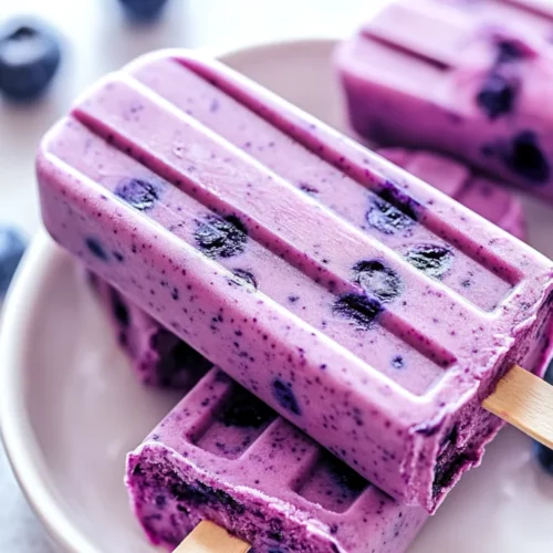 Homemade Blueberry Yogurt Pops: A Nutritious Frozen Treat 2 Blueberry Yogurt Pops On A White Plate With Fresh Blueberries And Honey Drizzle