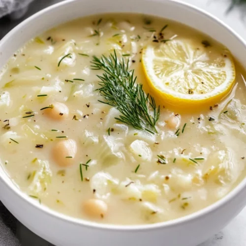 The Best Gut-Healthy Soup Recipe For Easy Gut Health 2 Bowl Of Gut-Healthy Soup Garnished With Fresh Dill And Lemon On A White Plate With A Kitchen Towel