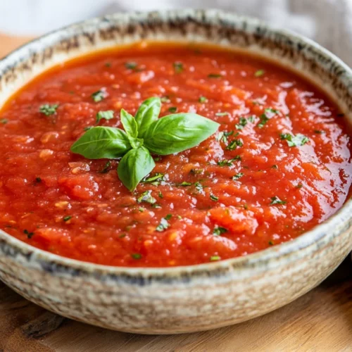 Healthy Garden Tomato Sauce: Nutritious And Delicious 2 How To Make Garden Tomato Sauce In A Rustic Bowl Garnished With Fresh Basil Leaves, Served On A Wooden Cutting Board