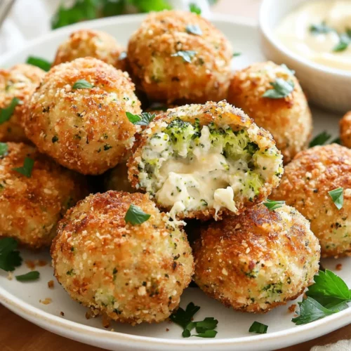 Crispy Low-Carb Broccoli Croquettes: A Gluten-Free Delight 2 Crispy Low-Carb Broccoli Croquettes With A Golden Almond Coating On A White Plate, Garnished With Parsley And Aioli Dip.