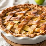 No Sugar Apple Pie On A White Plate With Warm Slices Showing A Cinnamon Apple Filling And Golden Crust.