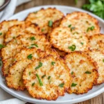 Crispy Spicy Ranch Cauliflower Crackers On A White Plate Garnished With Parsley, With A Small Bowl Of Ranch Dip On The Side