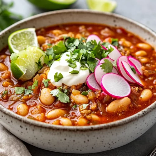Easy Vegetarian Slow Cooker Pozole: A Hearty And Healthy Recipe 2 Bowl Of Vegetarian Slow Cooker Pozole Topped With Cabbage, Radishes, Sour Cream, And Cilantro, Served With Lime Wedges.