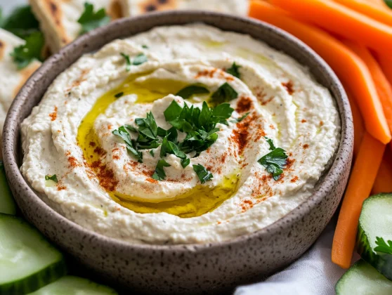 Creamy Baba Ganoush Dip Recipe: Healthy And Easy To Make At Home 2 Baba Ganoush Dip In A Rustic Bowl, Garnished With Parsley And Olive Oil, Served With Pita And Veggies