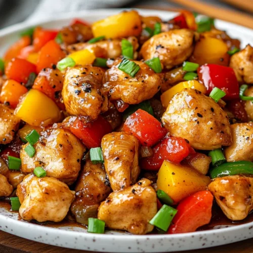 The Best Black Pepper Chicken Recipe For A Healthy, Flavorful Dinner 2 Plate Of Black Pepper Chicken With Colorful Bell Peppers And A Sprinkle Of Green Onions