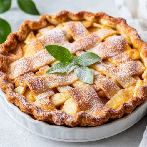 Gluten-Free Apple Pie With Snickerdoodle Crust: A Delicious Twist 2 Gluten-Free Apple Pie With Snickerdoodle Crust On A White Plate, Garnished With Powdered Sugar And Mint.