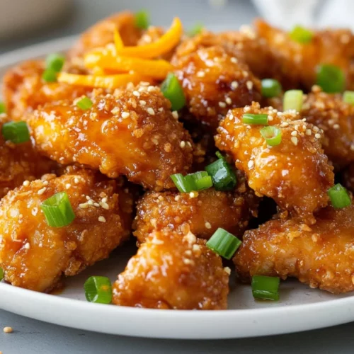 Gluten Free Orange Chicken: A Healthy, Flavorful Dinner Idea 2 Crispy Gluten Free Orange Chicken Served On A White Plate, Garnished With Scallions And Orange Zest