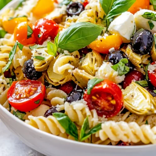 The Best Gluten-Free Pasta Salad Recipe For Every Occasion 2 Colorful Gluten-Free Pasta Salad In A White Bowl, Garnished With Fresh Basil And Parmesan Cheese