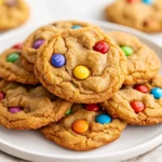Plate Of Gluten-Free Peanut Butter Cookies With M&Amp;Ms, Showcasing Golden Edges And A Soft Texture.