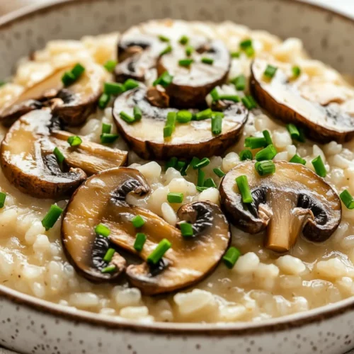 Gluten-Free Risotto Mushrooms: Creamy, Healthy, And Delicious 2 Creamy Gluten-Free Risotto Mushrooms In A Rustic White Bowl Garnished With Fresh Chives And Sliced Mushrooms