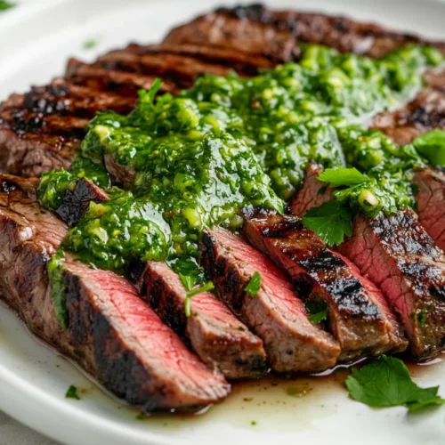 Perfect Grilled Skirt Steak Salsa Verde – Healthy And Flavorful 2 Grilled Skirt Steak Salsa Verde On A White Plate, Drizzled With Fresh Salsa Verde And Garnished With Parsley