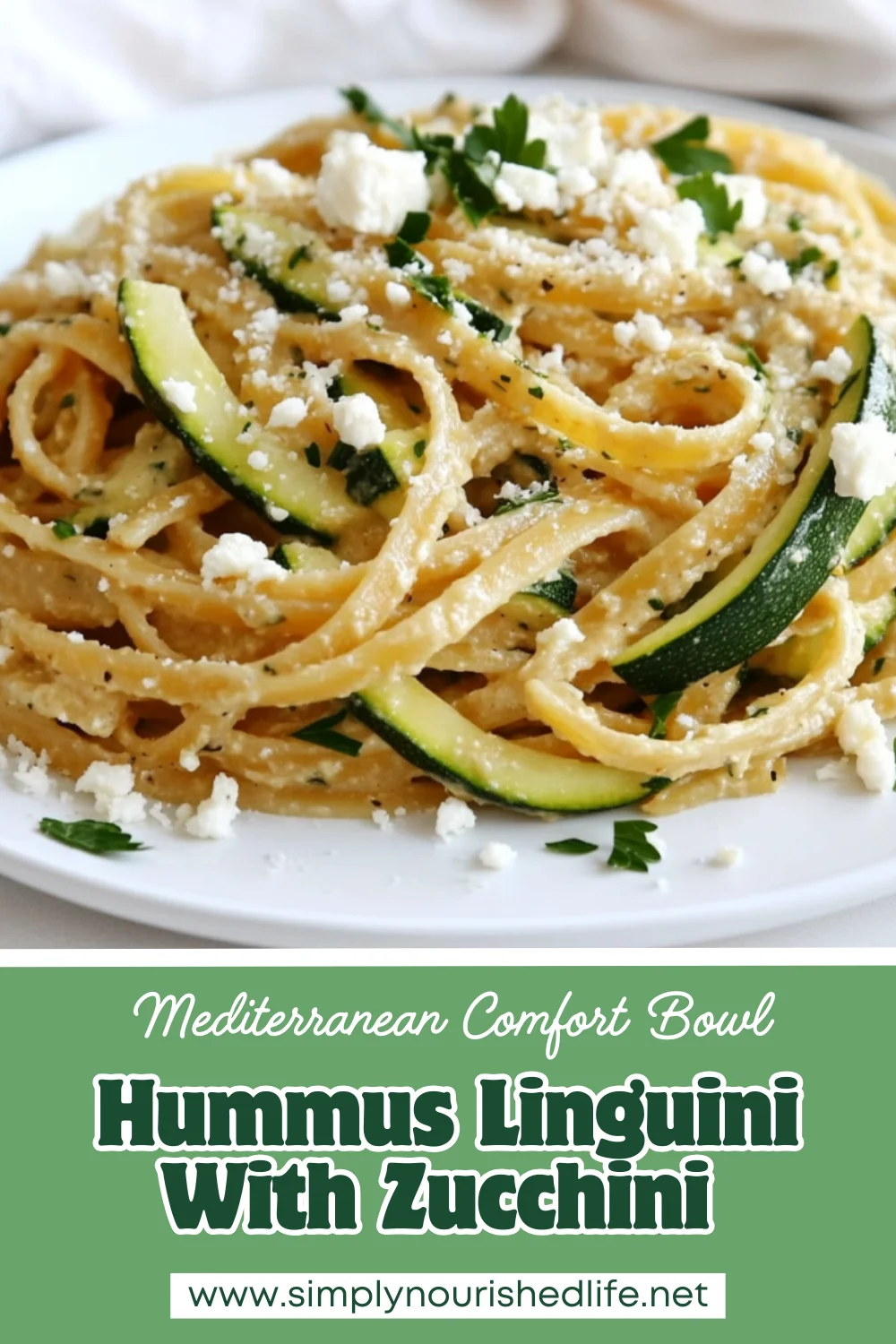 Hummus Linguini With Zucchini