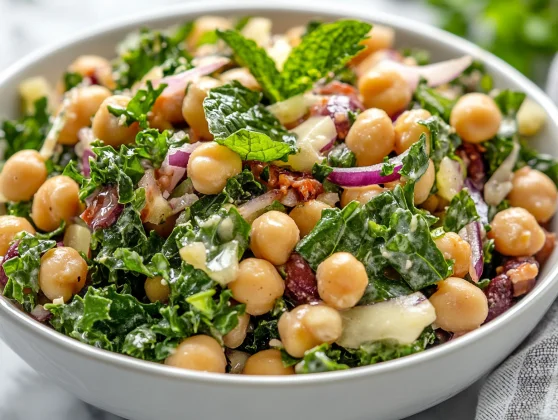 Healthy Kale And Fennel Salad Packed With Protein And Fiber 2 Colorful Kale And Fennel Salad Topped With Fresh Herbs In A White Bowl On A Neutral Background