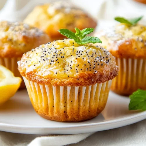 Perfectly Moist Lemon Poppy Seed Muffins With A Light Glaze 2 Lemon Poppy Seed Muffins With A Light Glaze On A White Plate, Showcasing Poppy Seeds And Fresh Lemon Zest.