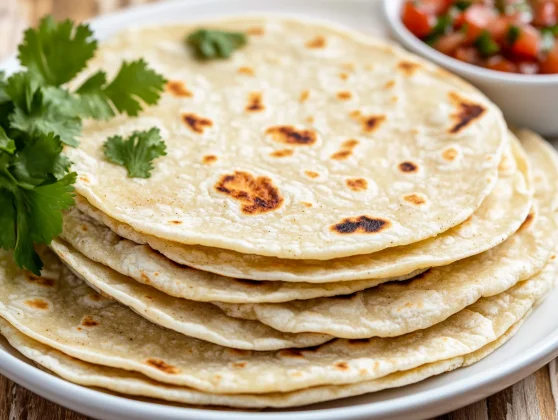 Quinoa Tortillas: Easy, Gluten-Free, And Healthy Recipe 2 Soft Quinoa Tortillas On A White Plate, Garnished With Cilantro And Served With Salsa