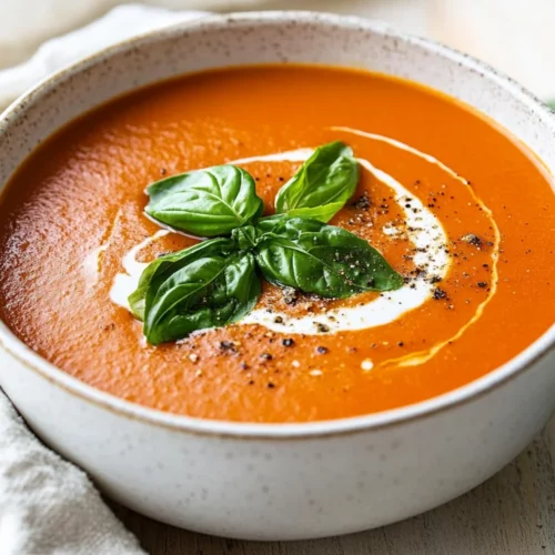 The Best Tomato Soup Recipe For Cozy, Healthy Meals 2 Bowl Of Best Tomato Soup Garnished With Fresh Basil And A Drizzle Of Cream On A Wooden Table