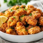 Chick-Fil-A Grilled Nuggets Copycat On A White Plate, Garnished With Fresh Parsley And Lemon Wedges