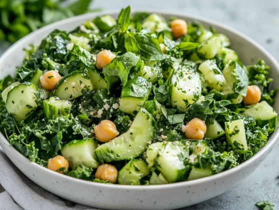 Green Goddess Salad: Easy, Healthy Recipe Packed With Flavor 2 Vibrant Green Goddess Salad In A White Bowl With Fresh Herbs And Creamy Dressing Garnished With Nutritional Yeast