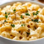 Bowl Of Healthy Hamburger Helper With Macaroni, Cheese, And Parsley, Steam Rising On A Neutral Background