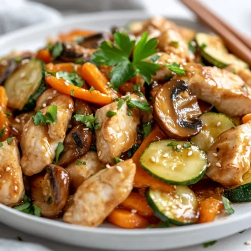 Hibachi Chicken Stir Fry: Easy, Healthy, And Delicious Dinner 2 Hibachi Chicken Stir Fry On A White Plate With Colorful Vegetables And Parsley Garnish, Appetizing And Vibrant