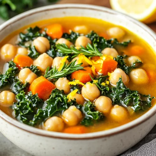 Slow Cooker Chickpea Soup: Comforting, Healthy &Amp; Easy Recipe 2 Bowl Of Slow Cooker Chickpea Soup With Kale, Carrots, And Lemon Zest Garnished On A Wooden Table