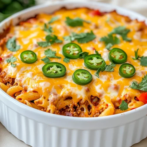 Taco Pasta Casserole: A Healthy, Cheesy, Flavor-Packed Dinner 2 Delicious Taco Pasta Casserole Topped With Melted Cheddar Cheese And Fresh Cilantro In A White Dish