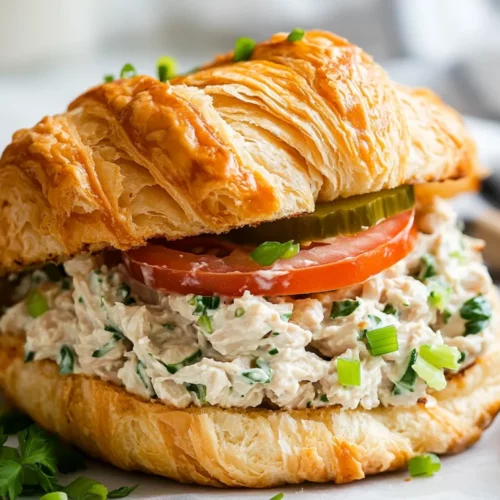 Healthy Tuna Salad Sandwich Recipe Packed With Flavor 2 Tuna Salad Sandwich On A White Plate, Garnished With Tomato Slices And Green Onions, Set Against A Neutral Background.