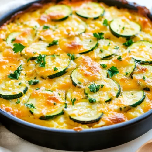Zucchini Squash Corn Casserole: A Healthy One-Skillet Recipe 2 Zucchini Squash Corn Casserole In A Skillet, Topped With Melted Cheese And Parsley, Showcasing Creamy Texture And Vibrant Vegetables