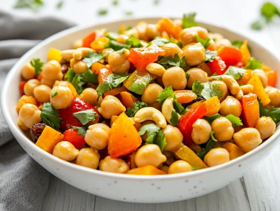 Famous 10-Minute Curried Chickpea Salad Packed With Flavor &Amp; Nutrition 2 Colorful 10-Minute Curried Chickpea Salad In A White Bowl, Topped With Cilantro And Green Onions