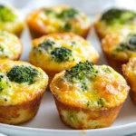 Freshly Baked Broccoli Cheese Egg Muffins On A White Plate With Golden Tops And Vibrant Broccoli Florets