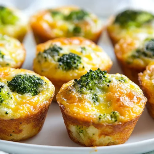 Broccoli Cheese Egg Muffins: A Healthy Make-Ahead Breakfast 2 Freshly Baked Broccoli Cheese Egg Muffins On A White Plate With Golden Tops And Vibrant Broccoli Florets