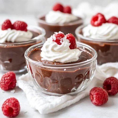Creamy Chocolate Mousse No Eggs – Easy And Delicious Dessert 2 Creamy Chocolate Mousse No Eggs In Glass Ramekins Topped With Whipped Cream And Fresh Raspberries