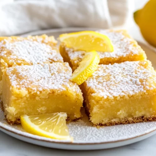 Easy Lemon Brownies - Perfect Soft And Tangy Dessert 2 Plate Of Easy Lemon Brownies Topped With Lemon Glaze And Zest, Served On A White Plate With Fresh Lemon Slices.