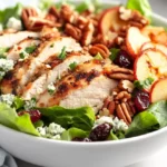 Bright Panera Fuji Apple Salad In A White Bowl With Rotisserie Chicken, Apple Chips, And Fresh Herbs.