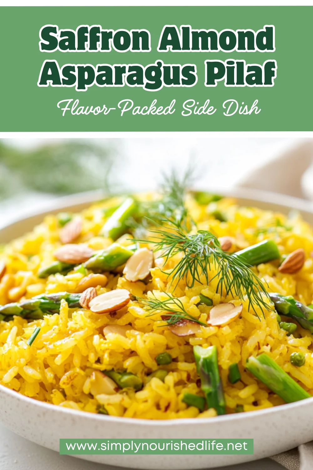 Saffron Almond Asparagus Pilaf - Healthy And Easy Recipe 1 Saffron Almond Asparagus Pilaf