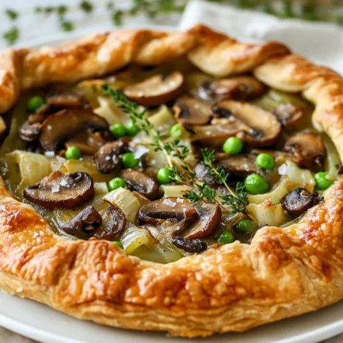 Savory Mushroom Leeks Galette: A Healthy And Flavorful Recipe 2 Savory Mushroom Leeks Galette On A White Plate Garnished With Fresh Thyme And Flaky Sea Salt