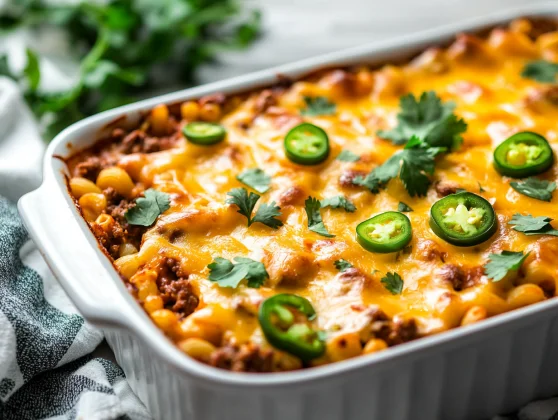 The Best Southwestern Casserole Recipe For Spicy, Healthy Comfort Food 2 Delicious Southwestern Casserole Topped With Melting Cheese And Jalapenos In A White Dish