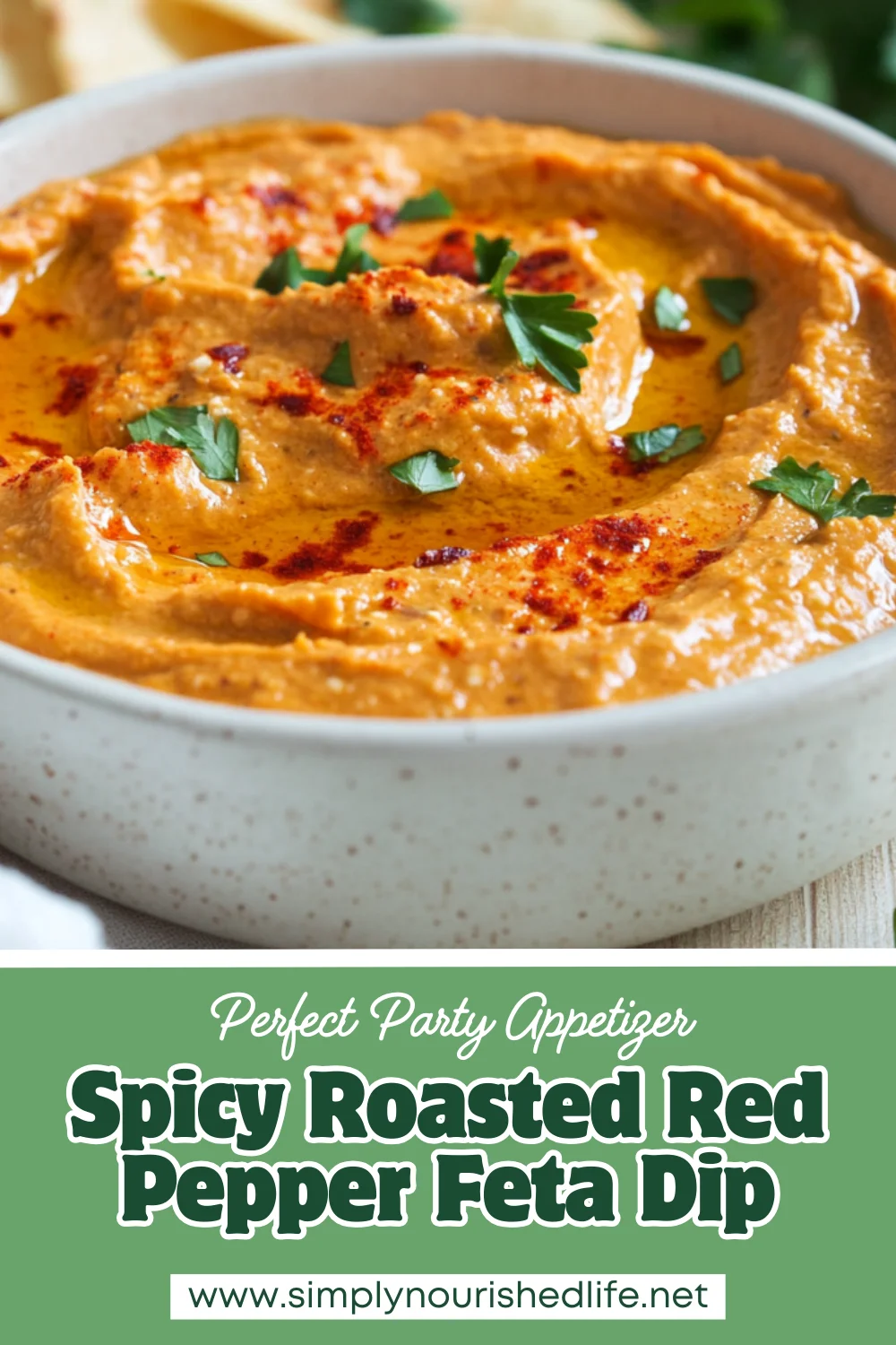 Spicy Roasted Red Pepper Feta Dip