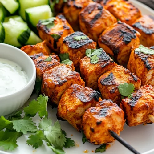 Tandoori Chicken With Cucumber Salad Recipe: Healthy &Amp; Flavorful 2 Delicious Tandoori Chicken With Cucumber Salad On A White Platter, Garnished With Fresh Herbs And Yogurt Sauce