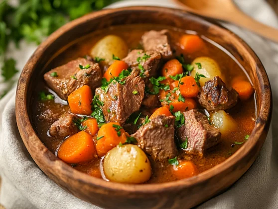 Traditional Lamb Stew: A Hearty, Nutritious Favorite 2 Bowl Of Traditional Lamb Stew Garnished With Parsley And Chives, Showcasing Tender Lamb And Colorful Vegetables.