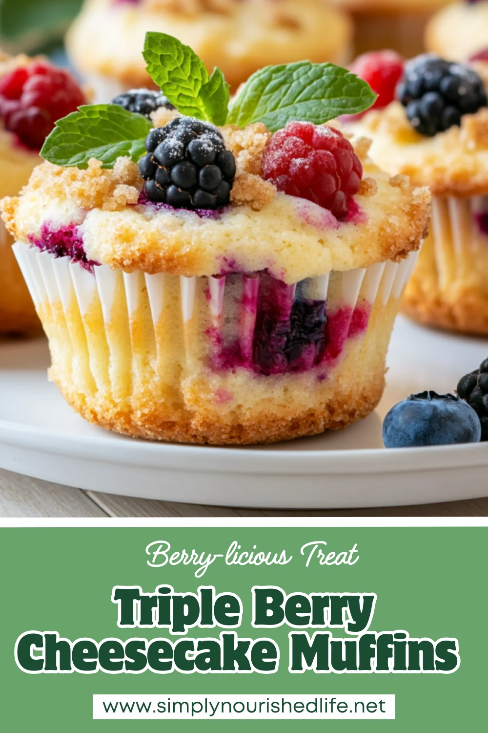 Triple Berry Cheesecake Muffins
