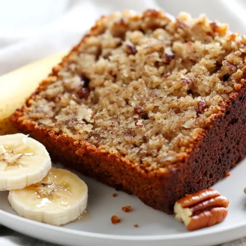 Air Fryer Banana Bread: Quick, Healthy, And Delicious Recipe 2 Slice Of Air Fryer Banana Bread On A White Plate With Honey Drizzle And Banana Slices, Highlighting Its Moist Texture.