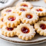 Plate Of Cream Cheese Dainties Filled With Apricot Preserves And Dusted With Powdered Sugar
