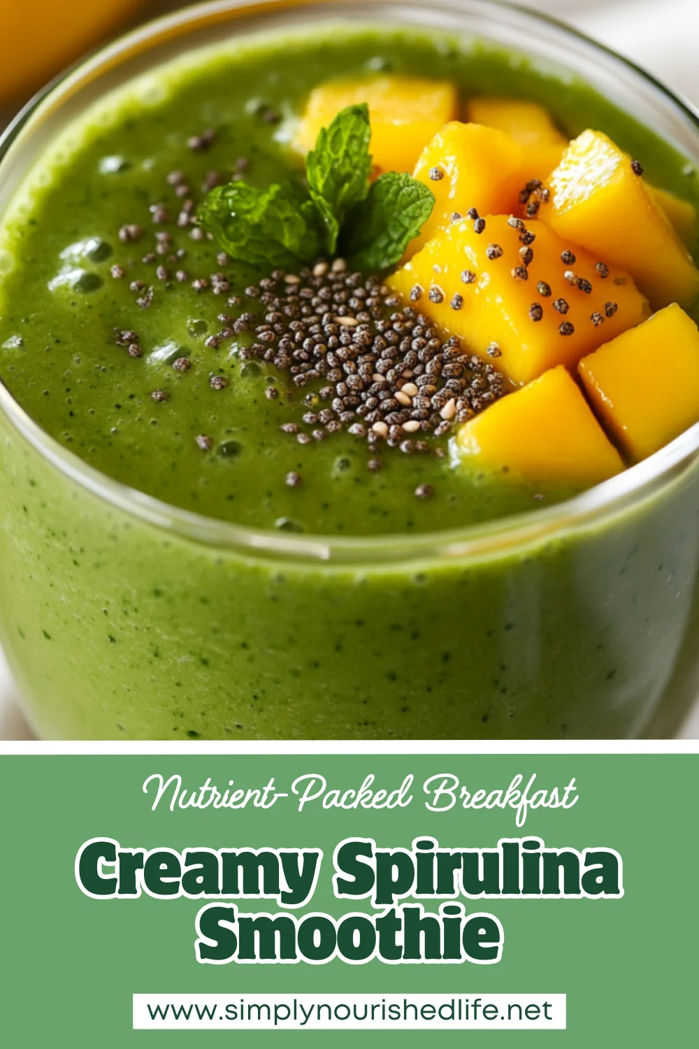 Creamy Spirulina Green Smoothie With Mango - Nutrient-Packed Breakfast 1 Creamy Spirulina Green Smoothie With Mango