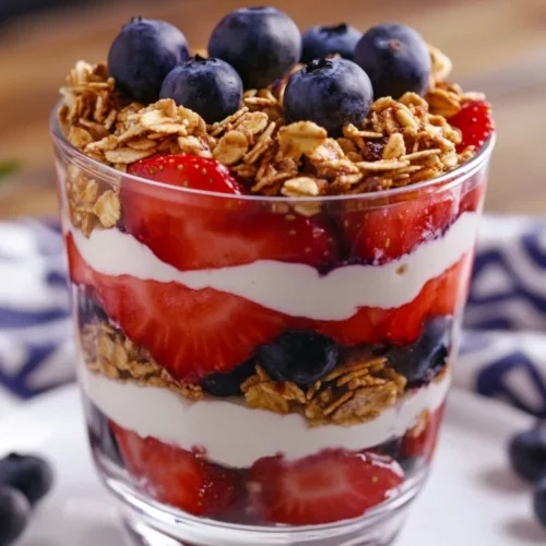 Fruit Yogurt Parfait Recipe: Quick, Healthy &Amp; Delicious Snack 2 Fruit Yogurt Parfait In A Glass With Layers Of Strawberries, Greek Yogurt, And Blueberries.