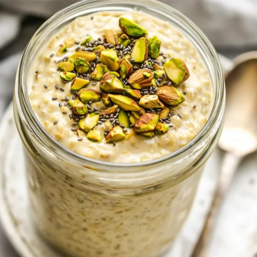 The Best Pistachio Overnight Oats Recipe For A Nutritious Start 2 Jar Of Pistachio Overnight Oats Topped With Pistachio Butter And Chopped Nuts On A White Plate