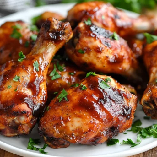 Slow Cooker Drumsticks: Juicy, Tender, And Irresistible 2 Juicy Slow Cooker Drumsticks On A White Plate, Glazed With Bbq Sauce And Garnished With Fresh Parsley